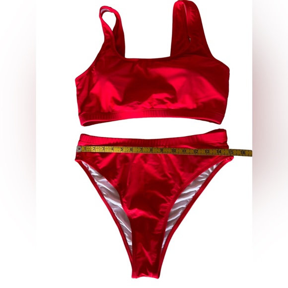 Red athletic sporty high cut sides bikini set size XL NWOT - Picture 2 of 4